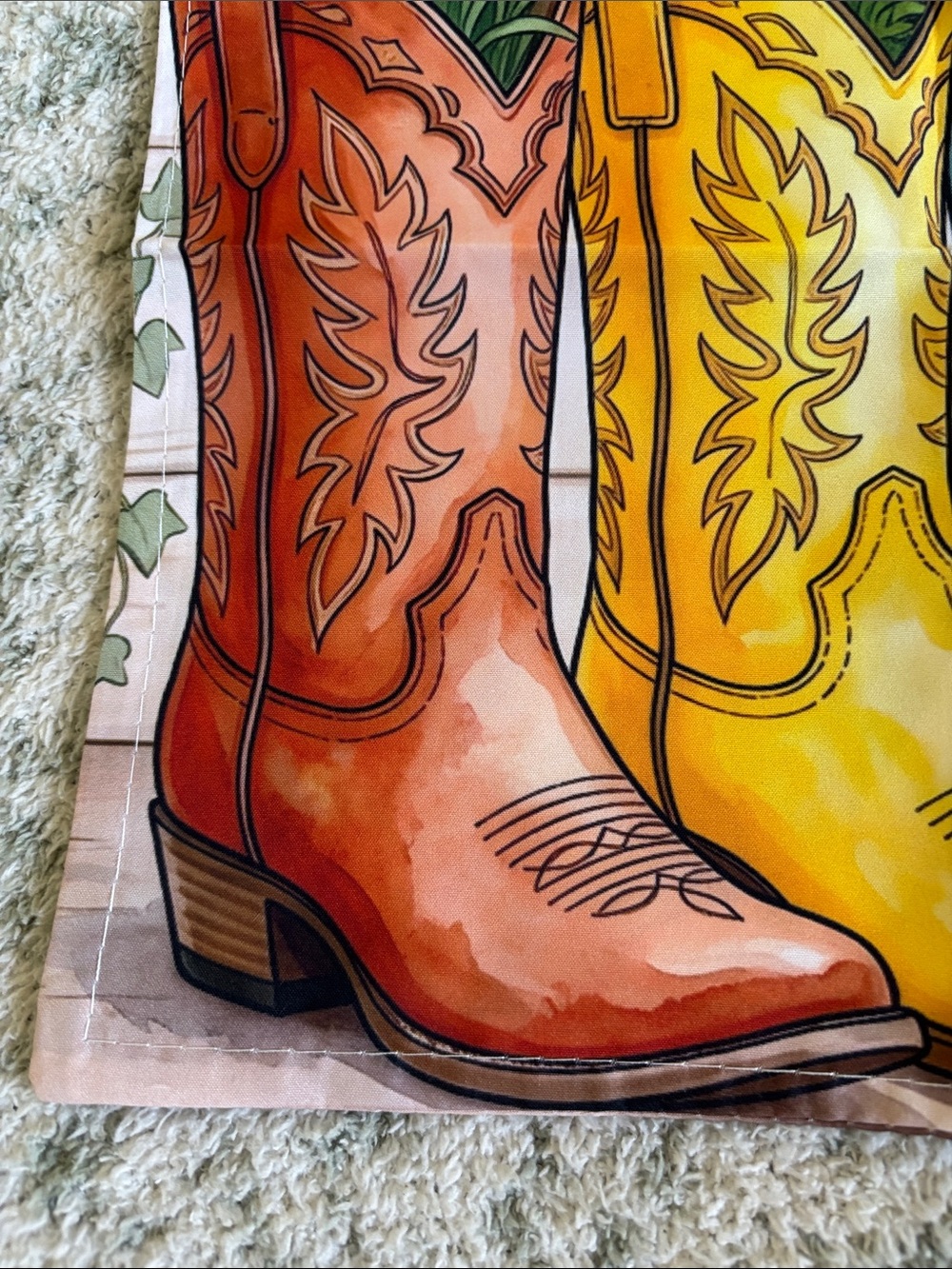 Welcome Western Santa Fe Multicolor Cowboy Boots Sm Garden Flag NWT 11.5x17.75” - Picture 8 of 16